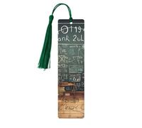5 segnalibri in legno con nappe, in legno, stile vintage, per matematica, fatti a mano, per leggere pagine, etichette da appendere, ornamento per gli amanti dei libri