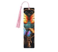 5 segnalibri in legno con nappe, in stile vintage, acchiappasogni, farfalla, fatti a mano, per leggere le pagine, etichette da appendere in legno, ornamento per gli amanti dei libri