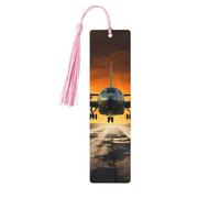 5 segnalibri in legno con nappe, in stile vintage, con aereo che atterrano sulle piste, fatti a mano, per leggere le pagine, etichette da appendere in legno, ornamento per gli amanti dei libri