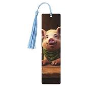5 segnalibri in legno con nappe, in stile vintage, con animali e vino rosso, fatti a mano, per leggere le pagine, etichette da appendere in legno, ornamento per gli amanti dei libri