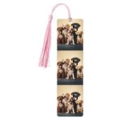 5 segnalibri in legno con nappe, in stile vintage, con cani, per feste felici, fatti a mano, per leggere le pagine, etichette da appendere in legno, ornamento per gli amanti dei libri