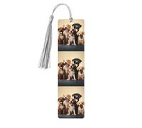 5 segnalibri in legno con nappe, in stile vintage, con cani, per feste felici, fatti a mano, per leggere le pagine, etichette da appendere in legno, ornamento per gli amanti dei libri
