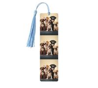 5 segnalibri in legno con nappe, in stile vintage, con cani, per feste felici, fatti a mano, per leggere le pagine, etichette da appendere in legno, ornamento per gli amanti dei libri