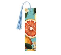 5 segnalibri in legno con nappe, in stile vintage, con pittura di agrumi, fatti a mano, per leggere le pagine, etichette da appendere in legno, ornamento per gli amanti dei libri