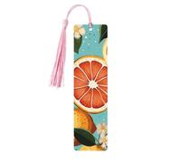 5 segnalibri in legno con nappe, in stile vintage, con pittura di agrumi, fatti a mano, per leggere le pagine, etichette da appendere in legno, ornamento per gli amanti dei libri