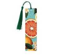 5 segnalibri in legno con nappe, in stile vintage, con pittura di agrumi, fatti a mano, per leggere le pagine, etichette da appendere in legno, ornamento per gli amanti dei libri