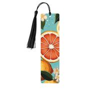 5 segnalibri in legno con nappe, in stile vintage, con pittura di agrumi, fatti a mano, per leggere le pagine, etichette da appendere in legno, ornamento per gli amanti dei libri