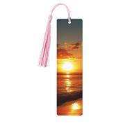 5 segnalibri in legno con nappe, in stile vintage, con tramonto e palme tropicali, paesaggi fatti a mano, per leggere pagine, etichette da appendere in legno, ornamento per gli amanti dei libri