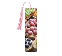 5 segnalibri in legno con nappe, segnalibri vintage in legno, crostate dolci fresche, fatti a mano, per leggere pagine, etichette da appendere in legno, ornamento per gli amanti dei libri