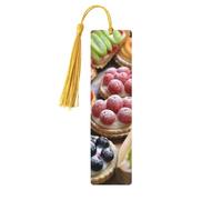 5 segnalibri in legno con nappe, segnalibri vintage in legno, crostate dolci fresche, fatti a mano, per leggere pagine, etichette da appendere in legno, ornamento per gli amanti dei libri
