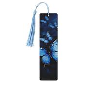 5 segnalibri in legno con nappe, segnalibro vintage in legno blu scuro con farfalle fatte a mano, per leggere le pagine, etichette da appendere in legno, ornamento per gli amanti dei libri