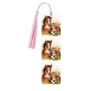 5 segnalibri in legno con nappe, segnalibro vintage in legno con simpatico cavallo e gatto, fatti a mano, per leggere le pagine, etichette da appendere in legno, ornamento per gli amanti dei libri