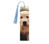 5 segnalibri in legno con nappe, segnalibro vintage in legno con simpatico cucciolo di Golden Retriever, fatti a mano, per leggere le pagine, etichette da appendere in legno, ornamento per gli amanti