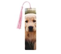 5 segnalibri in legno con nappe, segnalibro vintage in legno con simpatico cucciolo di Golden Retriever, fatti a mano, per leggere le pagine, etichette da appendere in legno, ornamento per gli amanti