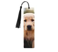 5 segnalibri in legno con nappe, segnalibro vintage in legno con simpatico cucciolo di Golden Retriever, fatti a mano, per leggere le pagine, etichette da appendere in legno, ornamento per gli amanti