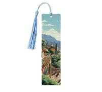 5 segnalibri in legno con nappe, segnalibro vintage in legno, stile mediterraneo, estivo, fatto a mano, per leggere pagine, etichette da appendere, ornamento per gli amanti dei libri