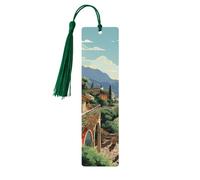 5 segnalibri in legno con nappe, segnalibro vintage in legno, stile mediterraneo, estivo, fatto a mano, per leggere pagine, etichette da appendere, ornamento per gli amanti dei libri