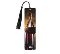 5 segnalibri in legno con nappe, segnalibro vintage in legno, tre bottiglie di vino e bicchiere sopra fantasia, fatti a mano, segna libri per leggere le pagine, etichette da appendere in legno