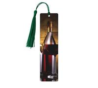 5 segnalibri in legno con nappe, segnalibro vintage in legno, tre bottiglie di vino e bicchiere sopra fantasia, fatti a mano, segna libri per leggere le pagine, etichette da appendere in legno