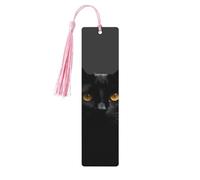 5 segnalibri in legno con nappe, stile vintage, con occhi di gatto neri, fatti a mano, per leggere le pagine, etichette da appendere in legno, ornamento per gli amanti dei libri