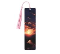 5 segnalibri in legno con nappe, stile vintage, con paesaggi al tramonto, fatti a mano, per leggere le pagine, etichette da appendere, ornamento per gli amanti dei libri