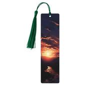 5 segnalibri in legno con nappe, stile vintage, con paesaggi al tramonto, fatti a mano, per leggere le pagine, etichette da appendere, ornamento per gli amanti dei libri