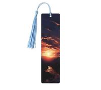 5 segnalibri in legno con nappe, stile vintage, con paesaggi al tramonto, fatti a mano, per leggere le pagine, etichette da appendere, ornamento per gli amanti dei libri