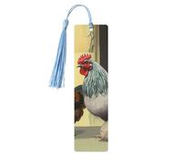 5 segnalibri in legno con nappe, stile vintage, con polli italiani, fatti a mano, per leggere le pagine, etichette da appendere, ornamento per gli amanti dei libri