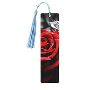 5 segnalibri in legno con nappe, stile vintage, con rose nere, bianche e rosse, fatti a mano, per leggere le pagine, etichette da appendere, ornamento per gli amanti dei libri