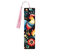 5 segnalibri in legno con nappe, stile vintage, in legno, polacco, arte popolare, fantasia, fatti a mano, per leggere pagine, etichette da appendere in legno, ornamento per gli amanti dei libri