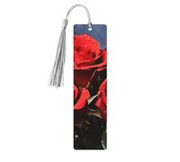 5 segnalibri in legno con nappe, stile vintage, romantici, rose rosse, fatti a mano, per leggere le pagine, etichette da appendere, ornamento per gli amanti dei libri