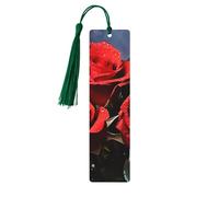 5 segnalibri in legno con nappe, stile vintage, romantici, rose rosse, fatti a mano, per leggere le pagine, etichette da appendere, ornamento per gli amanti dei libri