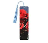 5 segnalibri in legno con nappe, stile vintage, romantici, rose rosse, fatti a mano, per leggere le pagine, etichette da appendere, ornamento per gli amanti dei libri
