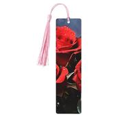 5 segnalibri in legno con nappe, stile vintage, romantici, rose rosse, fatti a mano, per leggere le pagine, etichette da appendere, ornamento per gli amanti dei libri