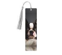 5 segnalibri in legno con nappe, stile vintage, segnalibro Boston Terrier, fatti a mano, per leggere le pagine, etichette da appendere in legno, ornamento per gli amanti dei libri