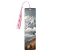 5 segnalibri in legno con nappe, stile vintage, segnalibro in legno con montagna e nuvole, fatti a mano, per leggere le pagine, etichette da appendere in legno, ornamento per gli amanti dei libri