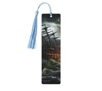 5 segnalibri in legno con nappe, stile vintage, segnalibro spaventoso con nave in mare, fatti a mano, per leggere le pagine, etichette da appendere in legno, ornamento per gli amanti dei libri