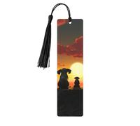 5 segnalibri in legno con nappe vintage in legno con elefante e cane orologio il tramonto, segna libri artigianali fatti a mano per leggere pagine marcatori etichette in legno da appendere ornamenti