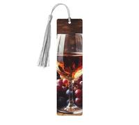 5 segnalibri in legno per uomini e donne, arte del vino rosso galsses & uva segnalibri in legno unici fatti a mano con nappa ciondolo segnalibro artigianale per amanti dei libri regalo di compleanno