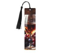 5 segnalibri in legno per uomini e donne, arte del vino rosso galsses & uva segnalibri in legno unici fatti a mano con nappa ciondolo segnalibro artigianale per amanti dei libri regalo di compleanno