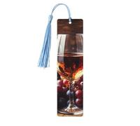 5 segnalibri in legno per uomini e donne, arte del vino rosso galsses & uva segnalibri in legno unici fatti a mano con nappa ciondolo segnalibro artigianale per amanti dei libri regalo di compleanno