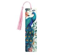 5 segnalibri in legno per uomini e donne, bellissimi fiori di pavone, segnalibri in legno unici fatti a mano con nappa, per amanti dei libri, regalo per insegnanti di compleanno