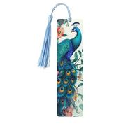 5 segnalibri in legno per uomini e donne, bellissimi fiori di pavone, segnalibri in legno unici fatti a mano con nappa, per amanti dei libri, regalo per insegnanti di compleanno