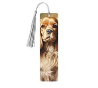 5 segnalibri in legno per uomini e donne Cocker Spaniel Segnalibri in legno unici fatti a mano con nappa ciondolo segnalibro per amanti dei libri, regalo di compleanno per insegnanti