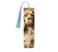 5 segnalibri in legno per uomini e donne Cocker Spaniel Segnalibri in legno unici fatti a mano con nappa ciondolo segnalibro per amanti dei libri, regalo di compleanno per insegnanti