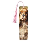 5 segnalibri in legno per uomini e donne Cocker Spaniel Segnalibri in legno unici fatti a mano con nappa ciondolo segnalibro per amanti dei libri, regalo di compleanno per insegnanti