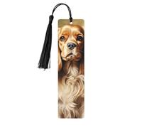 5 segnalibri in legno per uomini e donne Cocker Spaniel Segnalibri in legno unici fatti a mano con nappa ciondolo segnalibro per amanti dei libri, regalo di compleanno per insegnanti