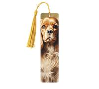 5 segnalibri in legno per uomini e donne Cocker Spaniel Segnalibri in legno unici fatti a mano con nappa ciondolo segnalibro per amanti dei libri, regalo di compleanno per insegnanti