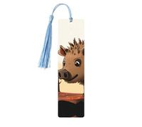 5 segnalibri in legno per uomini e donne con animazione di cinghiale selvatico, segnalibri in legno unici fatti a mano con nappa ciondolo segnalibro per amanti dei libri, regalo di compleanno per