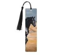 5 segnalibri in legno per uomini e donne con cavallo arabo nero, in legno, unici segnalibri fatti a mano con nappa, per amanti dei libri, regalo di compleanno per insegnanti